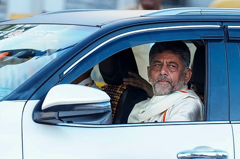 Newly-sworn Karnataka Chief Minister DK Shivakumar arrives at the state Assembly after the swearing-in ceremony of the new state government, in Benagluru, Wednesday, June 3, 2026.