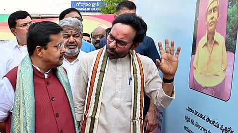 BJP National President Nitin Nabin and Union Minister G Kishan Reddy participate in the Telangana Formation Day celebrations in New Delhi on Tuesday.