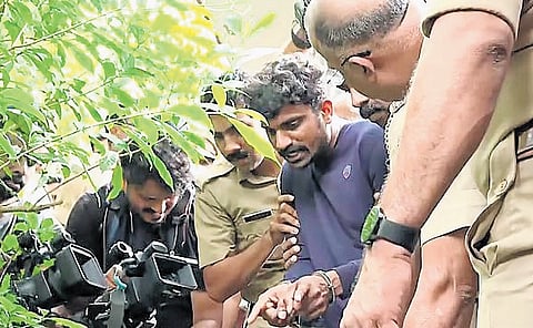 Ashkar, the accused in toddler murder case, during evidence collection