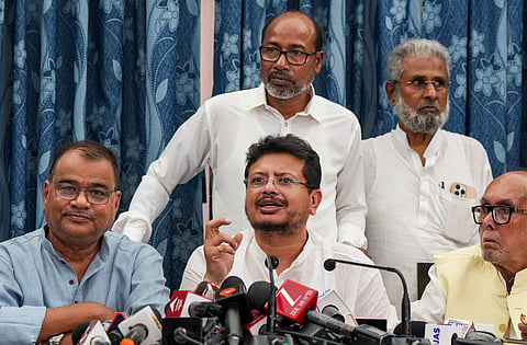 Expelled TMC leader Ritabrata Banerjee, who is backed by dissident MLAs, addresses a press conference, at the West Bengal Legislative Assembly, in Kolkata, West Bengal, Wednesday, June 3, 2026
