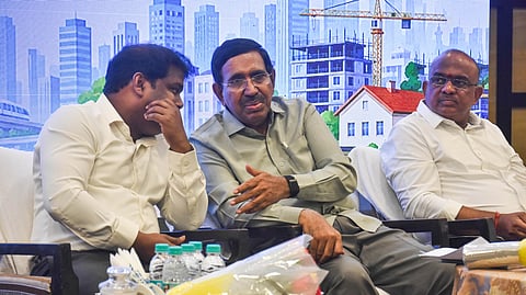 MA&UD Minister P Narayana during the State-level workshop on municipal schemes and public health engineering in Vijayawada on Wednesday.