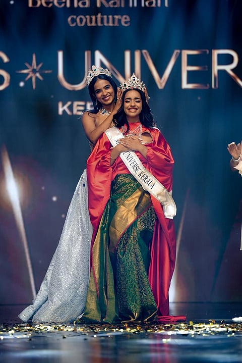 Kaziah being crowned Miss Universe Kerala 2026