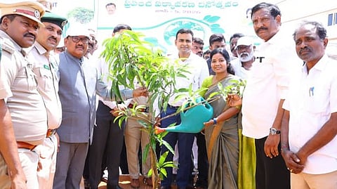 Markapuram district collector M Vijaya Sunita, JC P Srinivasulu MLA K Narayana Reddy arrived on bicycles to the World Environment Day programs and planted saplings on Friday.