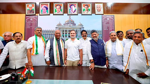 Congress candidate for the Karnataka Legislative Assembly to Rajya Sabha elections, AICC President Shri Mallikarjun Kharge filed his nomination papers at the Vidhana Soudha on Friday.