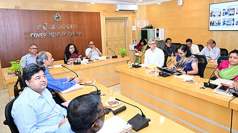 Chief Secretary Anu Garg chairing a single window at Lok Seva Bhawan.