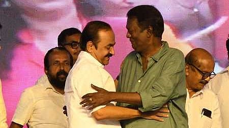 Salim Kumar with Chief Minister V D Satheesan at the reception accorded to the CM in Paravur recently.