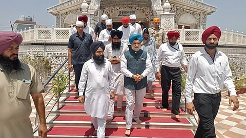 Sandhu during a gurudwara visit in Sri Anandpur Sahib in Punjab on Friday.