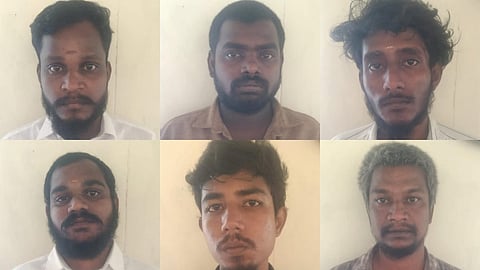 Clockwise from top left: The convicts Karuppaiah, Suryaprakash, Ganesh, Dinesh, Santhoshkumar and Subash.