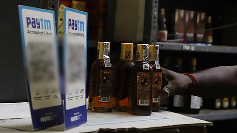 The UPIs QR displayed at a TASMAC outlet in Coimbatore on Sunday.