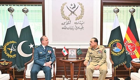 General Rodolphe Haykal, Commander-in-Chief of the Lebanese Armed Forces, with Chief of Army Staff and Chief of Defence Forces (CDF) Field Marshal Asim Munir.