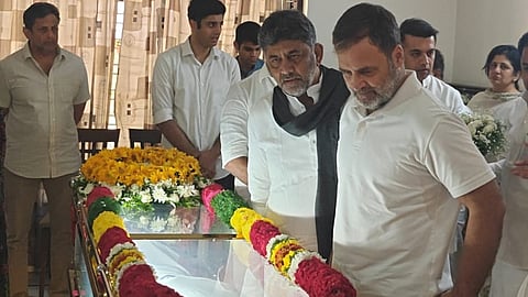 Rahul Gandhi consoled the grieving family members, including Suraj's wife Shilpa and their two sons.