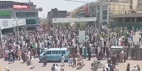 Anti-Pakistan protestors gather in large numbers in Mirpur of Pakistan-occupied Jammu and Kashmir.