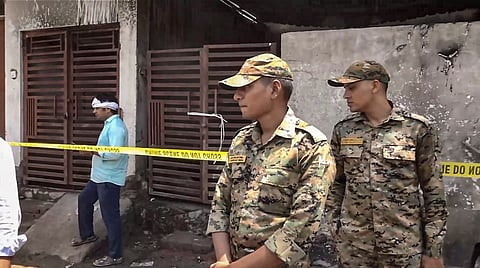 Security personnel cordon off the site after a fire broke out in Jaipur, Tuesday, June 9, 2026.