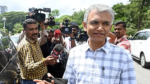 Bengaluru development minister Krishna Byre Gowda at Vidhana Soudha after he met Chief Minister DK Shivakumar in Bengaluru on Monday.
