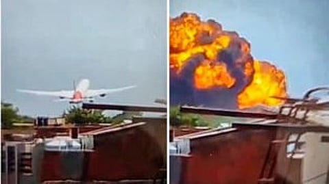Image collage representing the Ahmedabad plane crash on June 12, 2025.