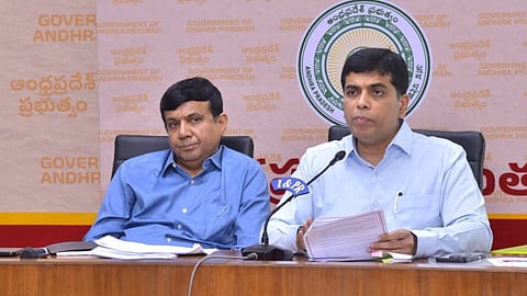 Education department secretary Kona Sashidhar addressing the media on Thursday.