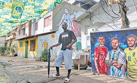 Kerala Blasters player Sreekuttan M S at Rajaji Nagar in Thiruvananthapuram