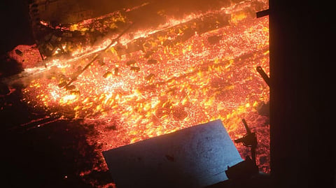 Major fire accident at Visakhapatnam Steel Plant on Monday.