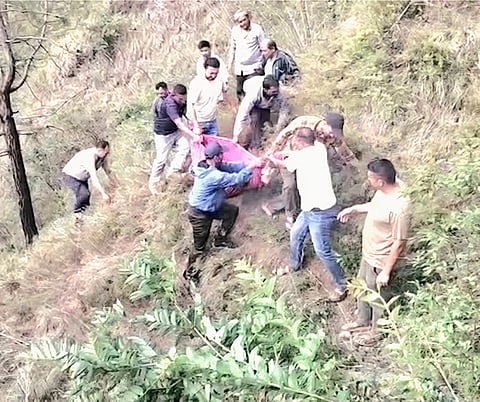 Upon information, Police and rescue teams rushed to the spot and launched a rescue operation in the steep terrain.