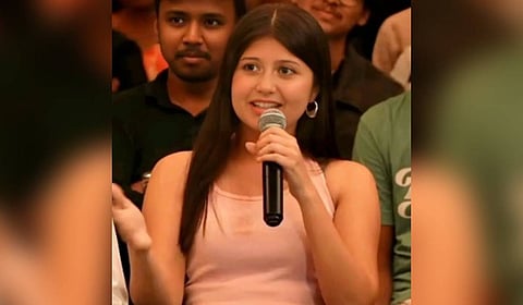 Undergraduate MBBS student Sejal Pawar during a comedy show held in Gurugram, Haryana.