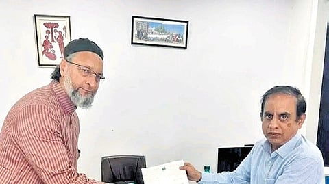 Owaisi, after submitting a representation to the Chief Electoral Officer of Telangana, C. Sudarshan Reddy