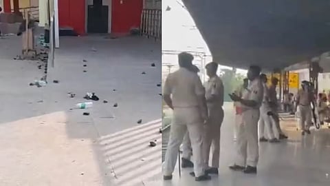 As protesters ransacked the station and stalls, police fired in the air to quell the stone-pelting mob.