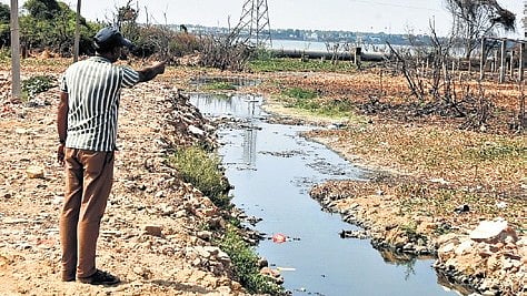 Sewage from the stormwater drain enters a rainwater canal along Manal Odai Road.