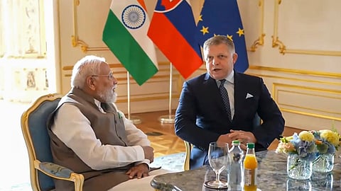 Prime Minister Narendra Modi during a meeting with his Slovak counterpart Robert Fico, in Slovakia.