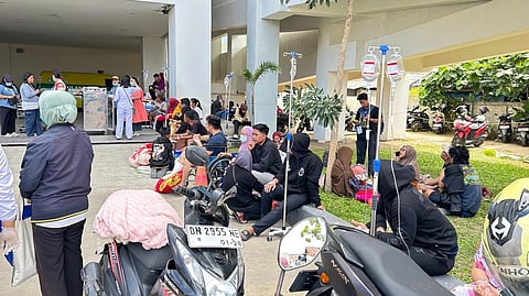 Patients are evacuated outside a local hospital following an earthquake in Palu, Central Sulawesi, Indonesia Tuesday, June 16, 2026.