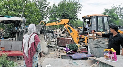 Illegal under-construction structures demolished in Kalindi Kunj