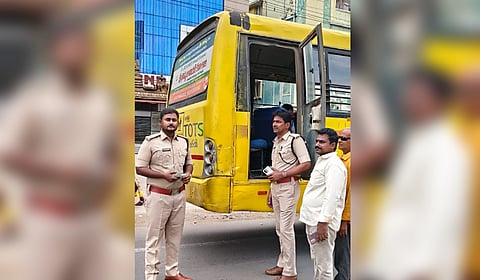 Transport department officials conduct raids to check the safety standards of school buses.