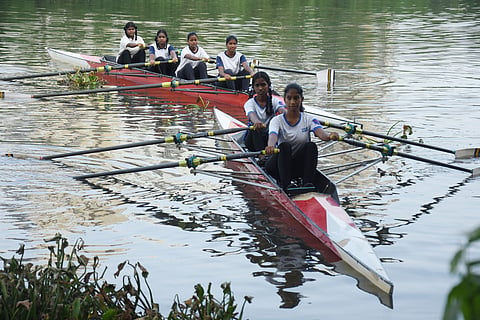 Students practicing at Boat Club