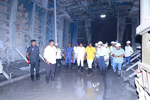 State water resources minister Dr Nimmala Ramanaidu inspected the prestigious Pula Subbaih Velugonda Reservoir Project works progress on Tuesday.