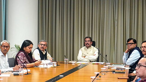 Union Education Minister Dharmendra Pradhan chairs a high-level review meeting to assess preparedness for the NEET UG re-examination in New Delhi, June 18, 2026.