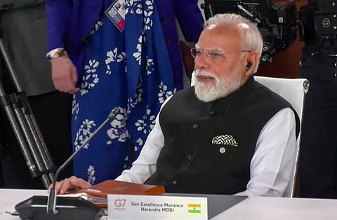 Prime Minister Narendra Modi attends a working session at the G7 Summit, in Evian-les-Bains, France.