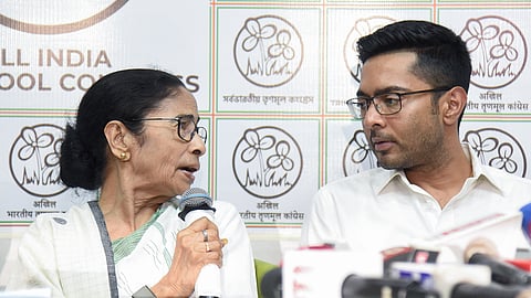 TMC supremo Mamata Banerjee and TMC national general secretary Abhishek Banerjee.