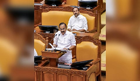 Kerala Chief Minister VD Satheesan presents the revised budget for 2026-2027 of the UDF government in the Kerala Legislative Assembly, in Thiruvananthapuram, Kerala, Friday, June 19, 2026.