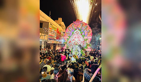 A procession as part of Lord Shiva's 'barajatri' during the Sital Sasthi on Thursday.