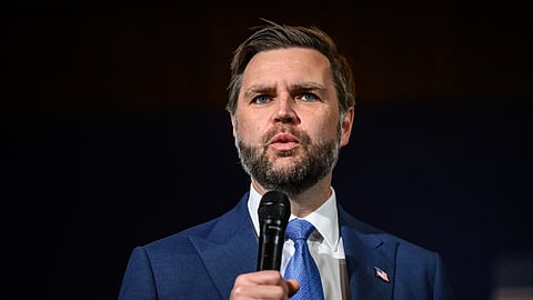 US Vice President JD Vance speaks at the Lake Lucerne Summit at the Buergenstock resort in Obbuergen, near Lucerne, Switzerland, Sunday, June 21, 2026.