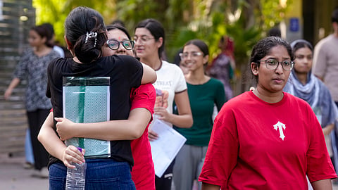NEET-UG candidates exit an examination centre after appearing for the Re-NEET UG 2026 exam, in New Delhi, Sunday, June 21, 2026.