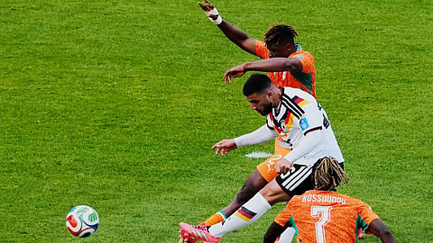 Germany's Deniz Undav (26) scores their second goal during the World Cup Group E soccer match between Germany and Ivory Coast in Toronto, Saturday, June 20, 2026.