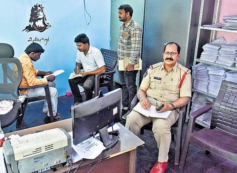 An inquiry team led by ACP Daiva Prasad arrived at the Krishna Lanka police station and questioned eight individuals based on a complaint lodged by Sai Krishna’s mother.