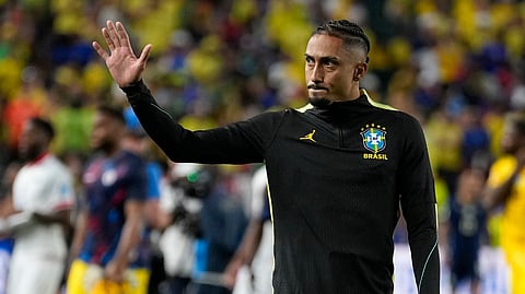 Brazil's Raphinha leaves the field at the end of the World Cup Group C soccer match between Brazil and Haiti in Philadelphia, Friday, June 19, 2026.