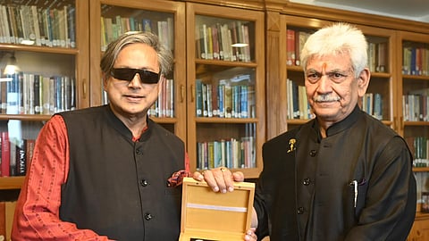 MP Shashi Tharoor with Lt Governor Manoj Sinha in Srinagar.