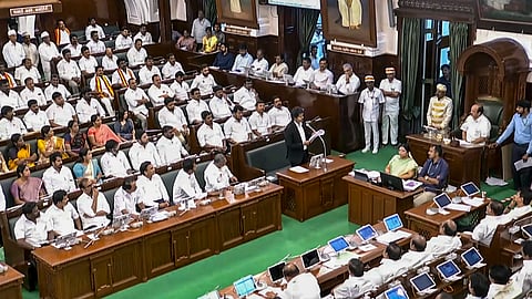 Tamil Nadu Chief Minister Vijay speaks during the state Legislative Assembly session, in Chennai.