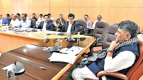 CM DK Shivakumar chairs a progress review meeting of the Housing Department at Vidhana Soudha in Bengaluru on Wednesday