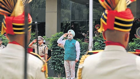 Lieutenant-Governor Taranjit S Sandhu at police headqaurters on Wednesday.
