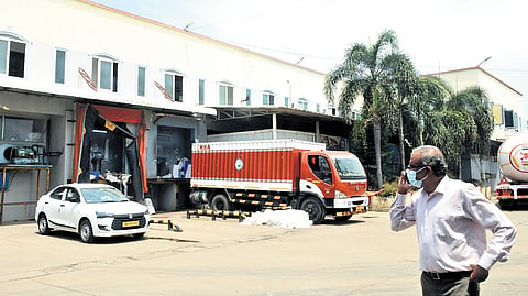 An official inspection under way at the St Peter & Paul Sea Food Exports unit in Tiruvallur district.