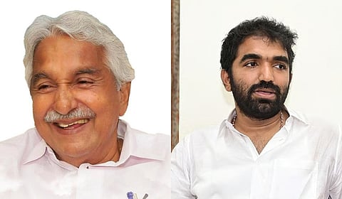 Former chief minister Oommen Chandy (L) and his son and MLA Chandy Oommen.
