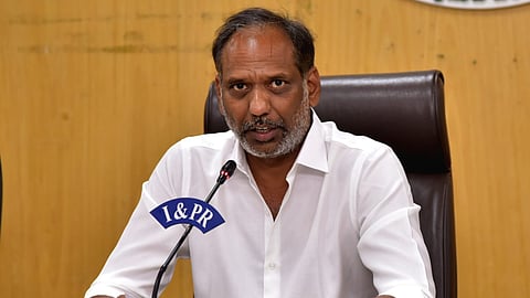 Energy Minister G Ravikumar addresses the media at AP Secretariat.